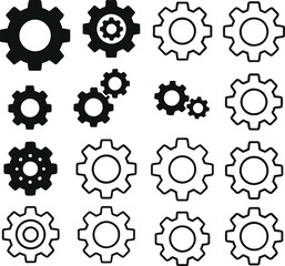 Set of vector gear wheels mechanical industry machinery icon design illustration concept