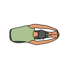 Cute cartoon of a man with paschimottanasana pose. Vector cartoon of a man doing yoga