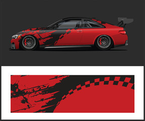 Red and Black Racing Car Wrap Design car