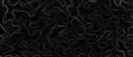 Seamless pattern inspired by physical geography and terrain relief. Abstract black and white topographic map illustration in vector style.