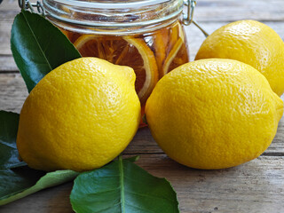fresh  lemon on wooden background