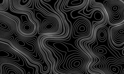 Seamless pattern inspired by physical geography and terrain relief. Abstract black and white topographic map illustration in vector style.