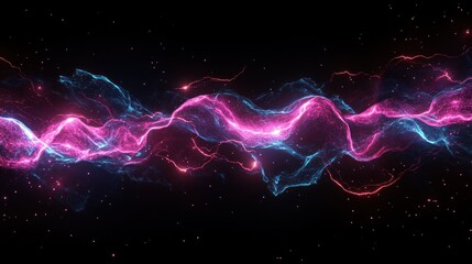 Obraz premium Abstract Cosmic Nebula: Pink and Blue Energy Waves