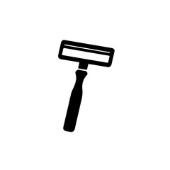 Classic Razor Blade Icon Vector. A timeless and clean black vector icon of a classic razor blade, perfect for depicting shaving, grooming, personal care, beauty, and hygiene concepts