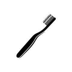 Toothbrush Icon Vector Illustration. A sleek and simple black vector icon of a toothbrush, ideal for dental hygiene, oral care, health, and personal grooming concepts