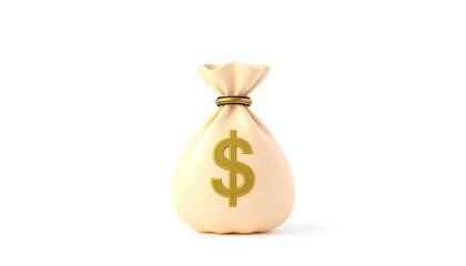 Simple, single vector icon of a money bag, isolated on white,  wealth,  bag