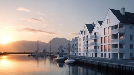 Serene Sunrise over Coastal Town