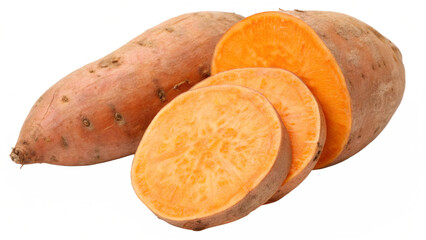 Vibrant Sweet Potato Cross-Section on Clean White Background PNG