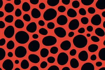 Seamless Bold Red and Black Ladybug-Inspired Spot Pattern