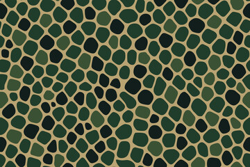 Dark Green Gecko Skin Pattern with Irregular Spot Design