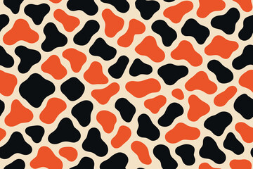 Seamless Cream Background Koi Fish Pattern with Red and Black Patches
