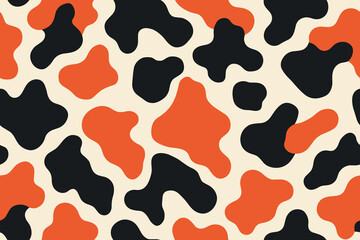 Seamless Red and Black Koi Fish Pattern with Soft Organic Shapes