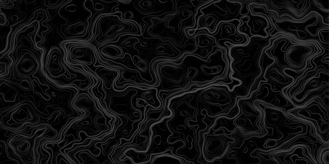 Seamless pattern inspired by physical geography and terrain relief. Abstract black and white topographic map illustration in vector style.