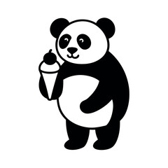 Panda Enjoying Ice Cream Cone