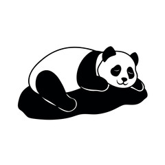 Relaxed Panda Sleeping on Rock