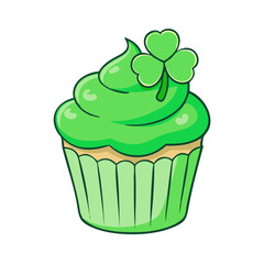 Festive green cupcake adorned with a lucky shamrock for st patrick s day celebration