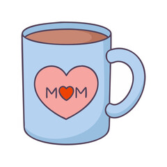 Cute blue mug with pink heart and mom text