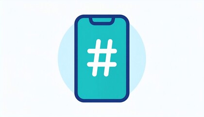 Obraz premium Hashtag on Smartphone: Digital Communication and Social Media Icon