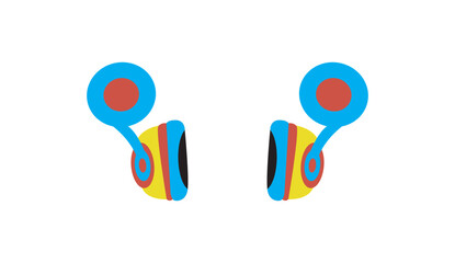 Colorful Cartoon Wireless Headphones Vector Illustration