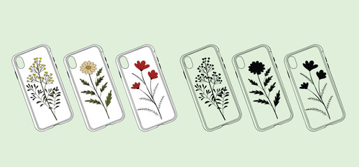 Stylish floral phone case designs featuring a variety of botanical illustrations suitable for trendy accessories and covers.