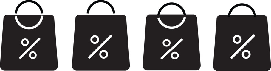 shopping bag with percent sign vactor. symbolizing economic discount, percentage icon vector, Percent Symbol Icon Design,
