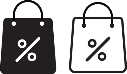 shopping bag with percent sign vactor. symbolizing economic discount, percentage icon vector, Percent Symbol Icon Design,
