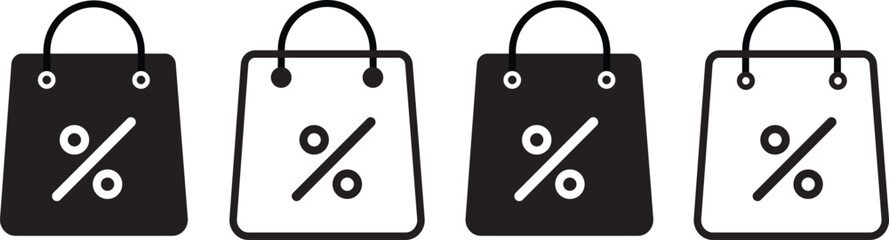 shopping bag with percent sign vactor. symbolizing economic discount, percentage icon vector, Percent Symbol Icon Design,
