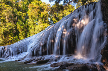 The Cascadas De Agua Azul are located near Palenque a city in Mexico. The wonderful greenish and...