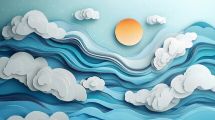 Cloudy paper art illustration