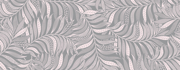 Abstract floral palm leaf seamless pattern background.