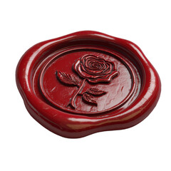 Red wax seal with a rose on it