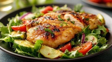Grilled Chicken Salad with Summer Vegetables