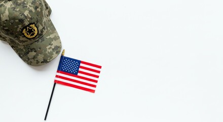 Veteran Hat and Flag Composition
