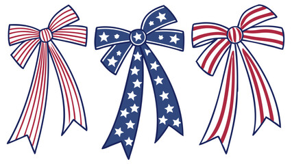 Obraz premium Three patriotic bows featuring red and white stripes and blue with white stars design elements