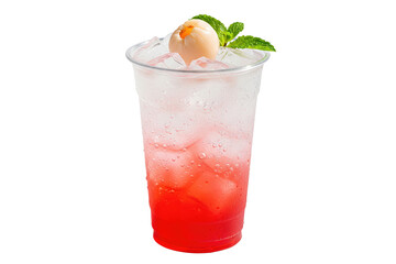 iced sparkling lychee tea with fresh mint and fruit garnish