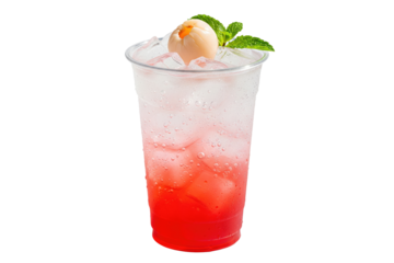 iced sparkling lychee tea with fresh mint and fruit garnish