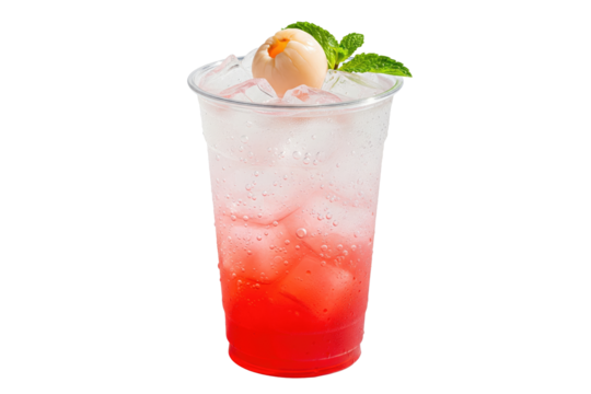 iced sparkling lychee tea with fresh mint and fruit garnish