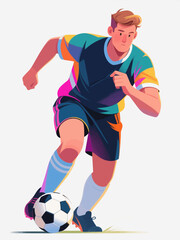 Vector illustrations of football events, athletes playing football, promotional posters for sports meetings, flat and colorful cartoon characters, healthy and happy life