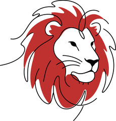 Lion with Red Mane Facing Right