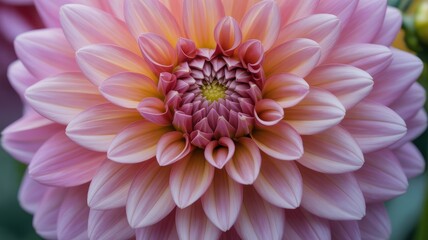 Fototapeta premium Close-up of blooming pink dahlia with intricate petal patterns in full bloom