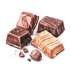 watercolor of Chocolates, vector, isolated on a white background.