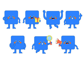 귀여운 사각형의 도형캐릭터 모음