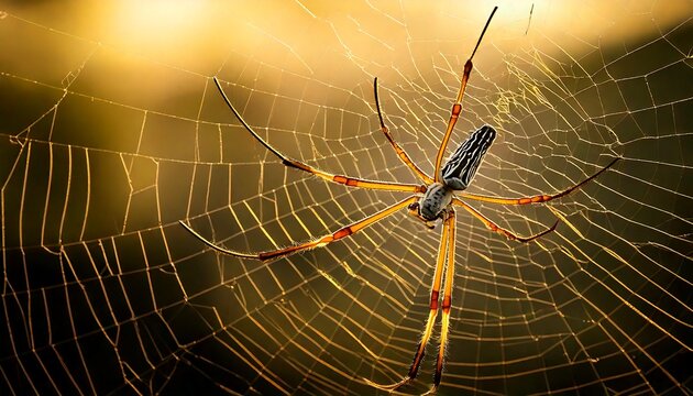 Dew-Covered Spider on a Fragile Web
