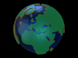 デフォルメされた地球のローポリゴン３Dイラスト