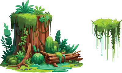 Jungle Tree Stump with Vines