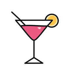 Cosmopolitan cocktail vector color illustration icon. Simple image of festive alcoholic drink