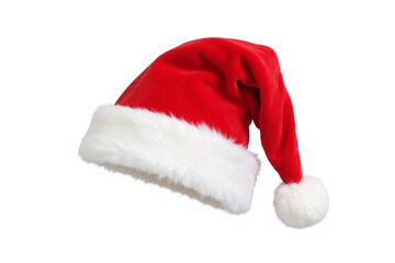red and white santa hat on a white background