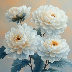 chrysanthemums on white