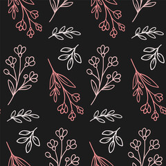 Monochrome floral pattern seamless vector design