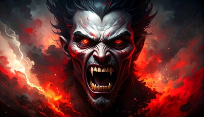 Demon Screaming in Fiery Rage